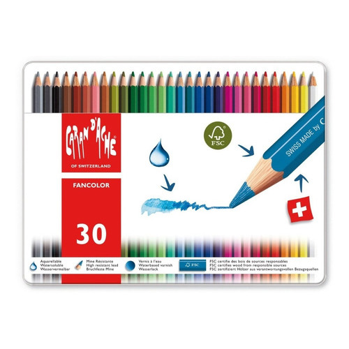 30 Lapices De Color Caran D´ache Fancolor Acuarelable