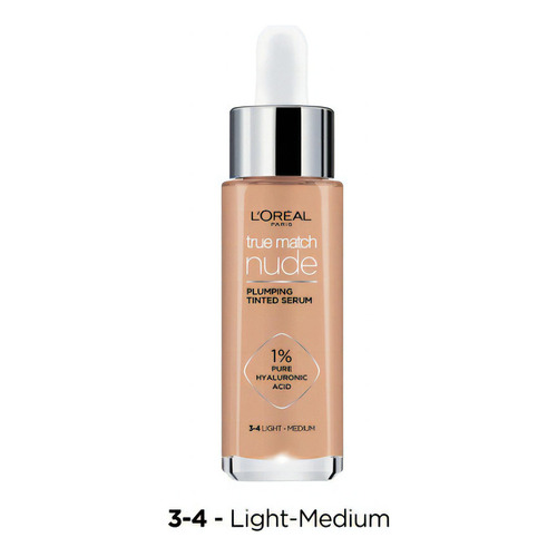 Base de maquillaje en sérum L'Oréal Paris True Match Hyaluronic Tinted Serum Nude Plumping Tinted Serum tono claro-medio - 30mL