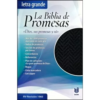 Biblia De Promesas Rvr60 Letra Gigante Piel Negro Con Cierre