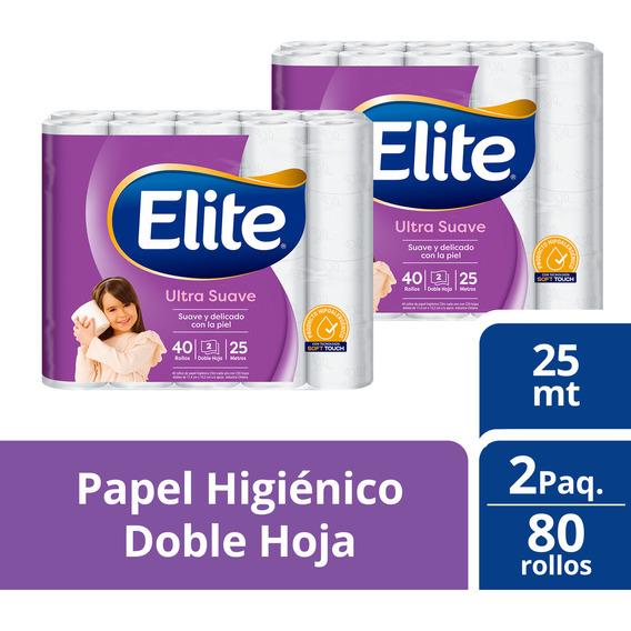 Pack De 2 Papel Higiénico Elite Ultra 25mts X 40