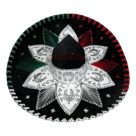 Sombrero Charro Tricolor Adulto Fiesta Mexicana Artesanal