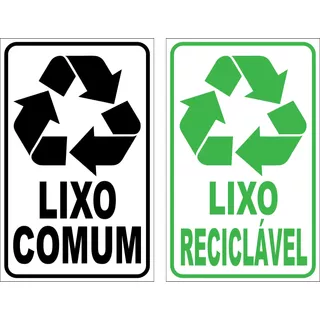 Kit Adesivos P/ Lixeiras Reciclagem E Comum Coleta Seletiva 