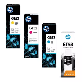 Combo Botella De Tinta Hp Gt53 Negra + Gt52 Colores Original