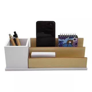 Organizador De Mesa Escritorio Madeira Com Laca Branco