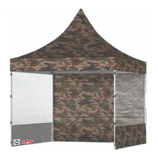 Carpa 3h 3x3 Aluminio + Techo + 3 Paredes Camuflada Qpg