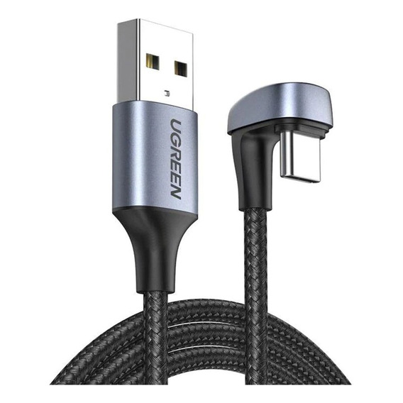 Cable de carga angular Ugreen USB a USB C de 2 m, color negro