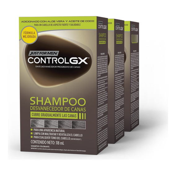 Just For Men Control Gx Shampoo Desvanecedor De Canas 3pack 