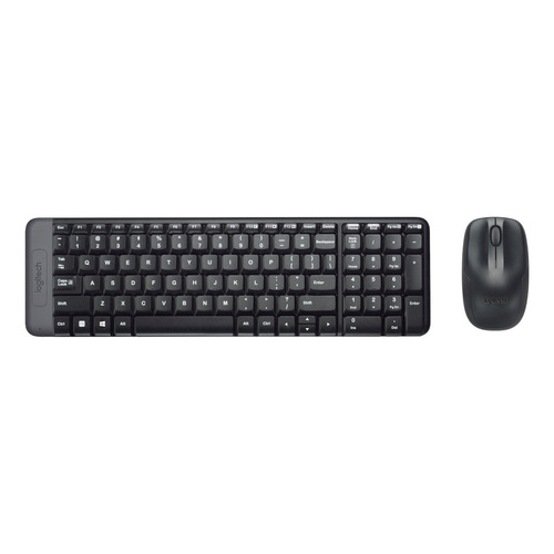 Kit de teclado y mouse inalámbrico Logitech MK220 Español de color negro