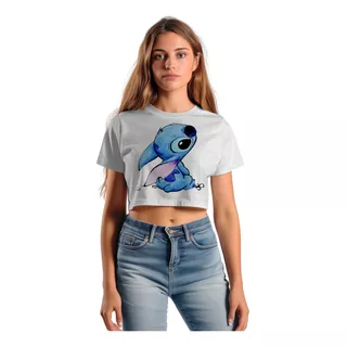 Playera Stitch Crop Top Moda Verano/ Blusa Mujer Estampado.