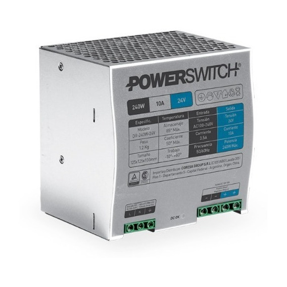 Fuente De Alimentacion Power Switching 240w 24v 10a Riel Din