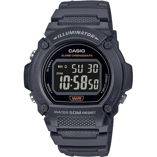 Reloj Casio Illuminator Display Negro Cronómetro 50m Color de la correa Gris