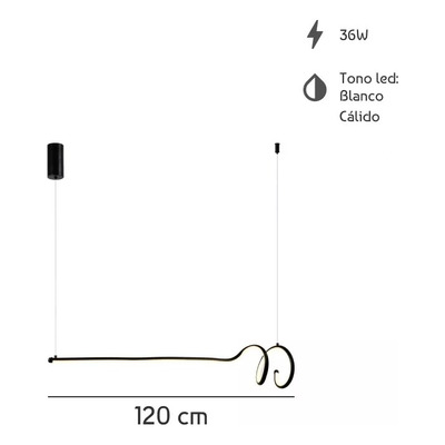 Colgante Led Barila 120cm Negro Deco Moderno Luz Desing