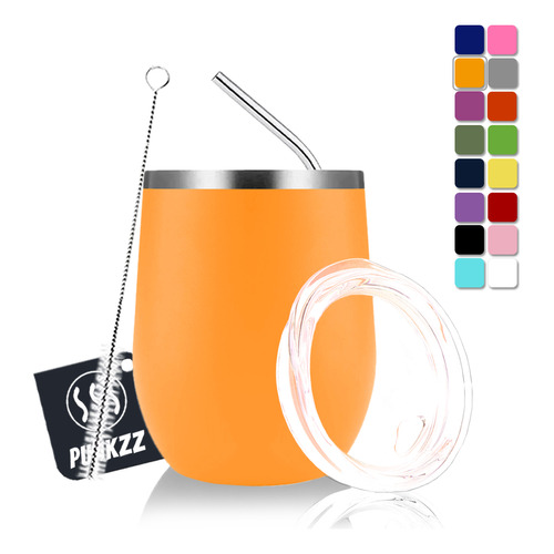 Vaso Termico Vino Café Te 12oz Acero Inoxidable W/calor/frí Color Naranja