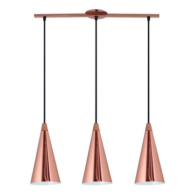 Colgante 3 Luces Cobre Deco Con Madera Icono Apto Led Lsi