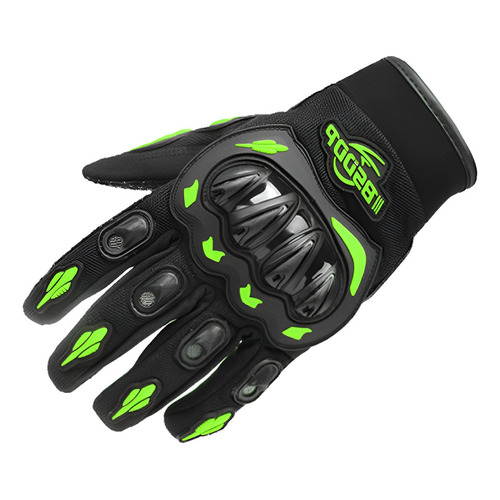 Guantes Para Moto Protección Invierno Impermeables Ciclismo Color Negro/Verde Talla XL