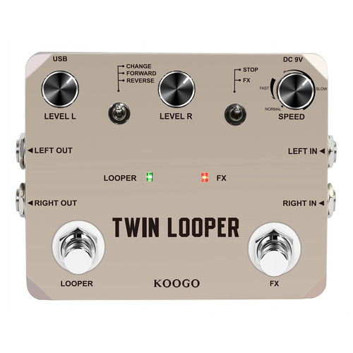 Koogo Twin Looper - Pedal De Efecto Guitarra Eléctrica 11. Color Doble bucle