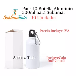 Pack 10 Botella Aluminio Para Subilmacion 500ml