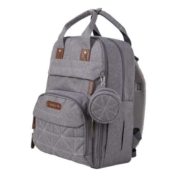 Mochila Maternal Priori Impermeable Con Bolsillo Térmico Color Gris Diseño De La Tela Único