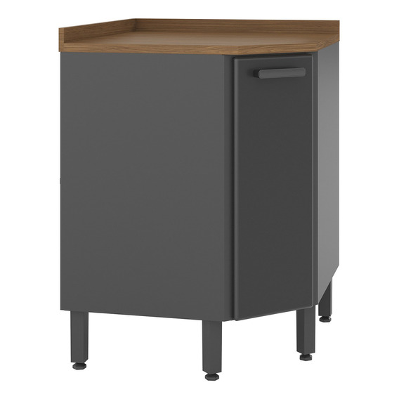 Mueble Inferior De Cocina En Acero 48x26cm Con Meson Gris Color Gris Oscuro