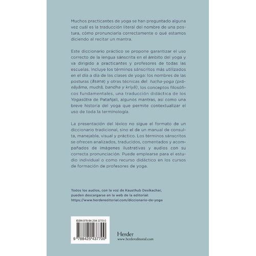 Diccionario Del Yoga - Laila Villegas Torras, de Villegas Torras, Laila. Editorial HERDER, tapa blanda en español, 2017