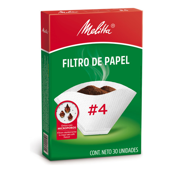 Filtro Para Cafe Melitta Numero 4 Cono X 30 Unidades