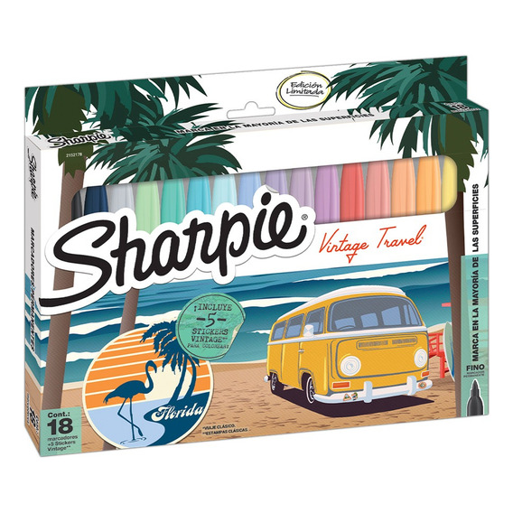 Caja 18 Marcadores Vintage Sharpie Punta Fina