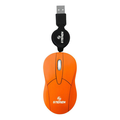 Mouse Usb Con Cable Retráctil Color Naranja | Com-5253na