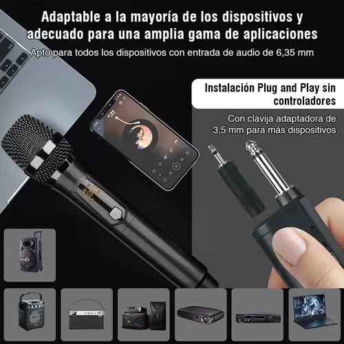 Universal Micrófono Inalámbrico Profesional Karaoke Kit 2pcs Negro