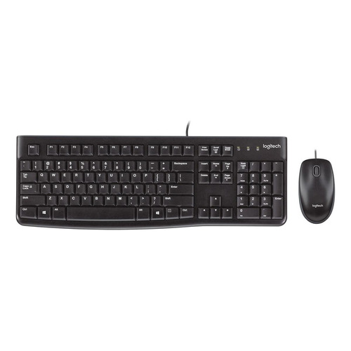 Kit de teclado y mouse Logitech MK120 Español Latinoamérica de color negro