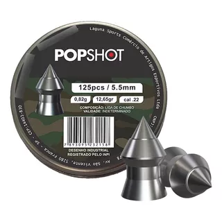 Chumbinho Popshot Plus Pointed 5,5mm C/125 Un Perfuração