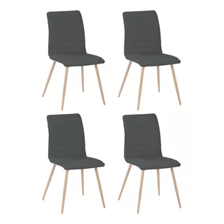 Silla Living Comedor Set X4 Tela Tapizada Diseño Niviko Color De La Estructura De La Silla Marrón Claro Color Del Asiento Negro