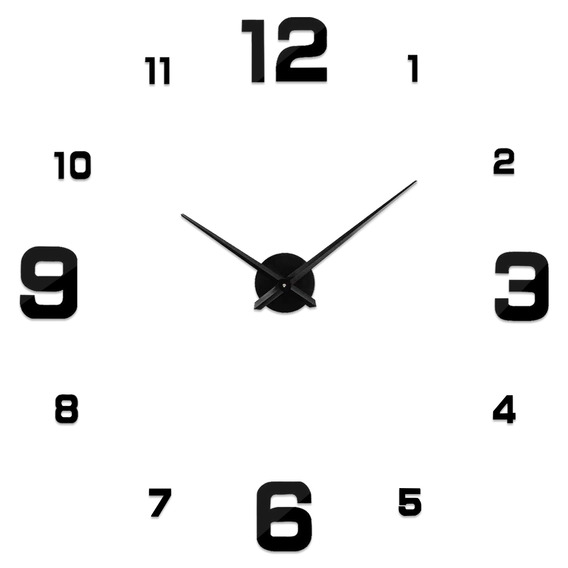 Reloj Para Pared 3d Grande En Madera Números En Negro 90cm