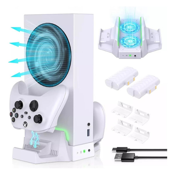 Base Ventilador Para Xbox Series S Con 2 Pilas Recargables Color Blanco