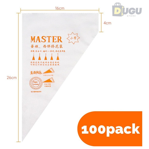 Pack De 100 Mangas Pasteleras De 25 X 16 X 4 Cms Desechables