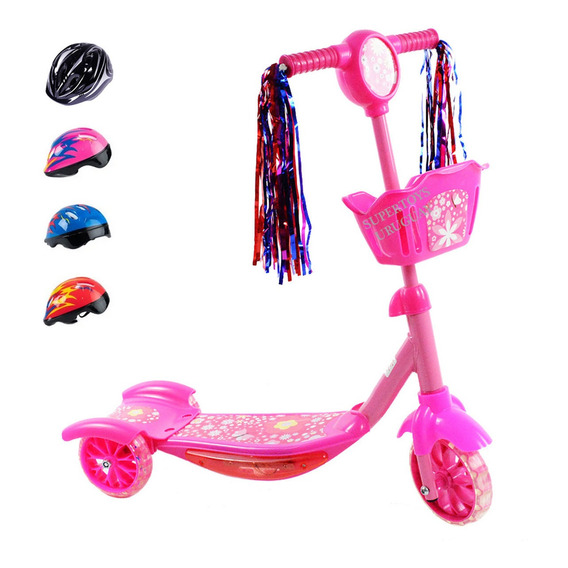 Monopatin Scooter Infantil Luces Musical Con Casco St