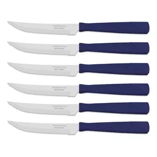 Cuchillo De Cocina Mesa Tramontina New Kolor Azul Pack X 6 Unidades