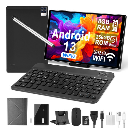 10.1'' Tablet Android 13 Hd 8g Ram+256g Rom 8000mah+10 Kits