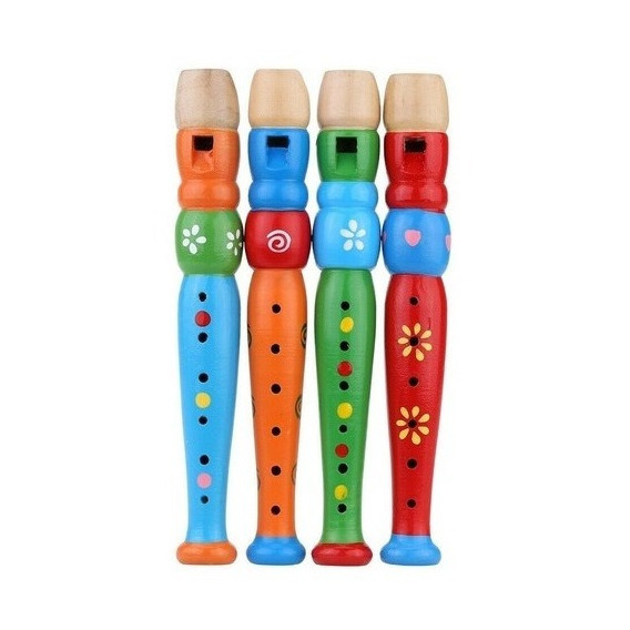 Flauta Vertical De Madera Instrumento Musical Juguete Niños