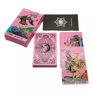 Tarot Dourado Tarô Cartas Luxuosas 78 Cartas Rosa Plástico