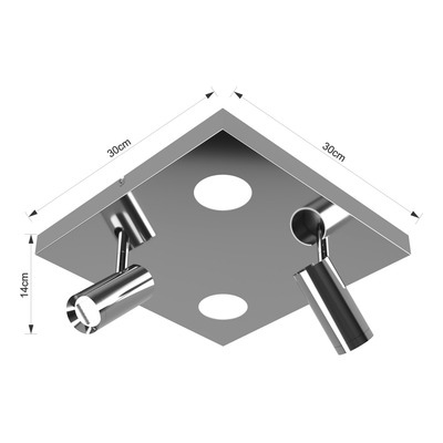 Plafon 4 Luces Nacho+eye Cromo Diseño Alta Calidad 20374 Rd