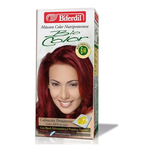  Biferdil Bio Color Máscara Nutriprotectora Kit Completo Tono 6.66 Rojo Profundo