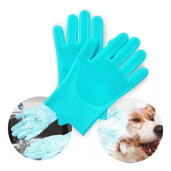 Guantes Con Esponja Incorporada Para Baño De Perros Gatos 