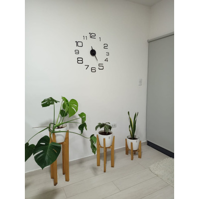 Reloj De Pared Deco Moderna B3 Madera Calada 40cm Negro 