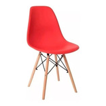 Silla De Comedor Plastico Patas De Madera Eames Premium Color del asiento Rojo Diseño de la tela Liso