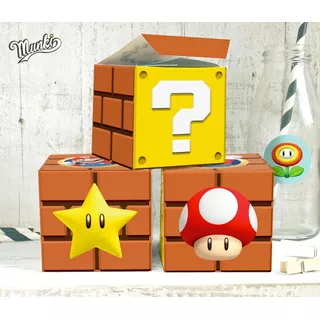 Kit Super Mario Imprimible Sin Personalización Con Cajitas 