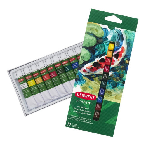 Pintura Acrilica 12 Tubos De 12 Ml Derwent Semiprofesionales