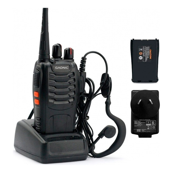 Handies Walkie Talkie Radio Uhf 16ch Manos Libres Vox Gadnic Color Negro