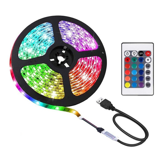 Cinta Rgb Tira Led Usb 5050 Colores 2 Metros C/ Control Tv 