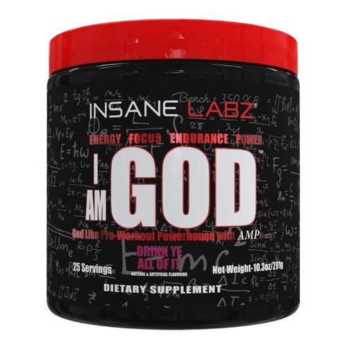 Pre Entreno I Am God Insane Labz 25 Ser Pre Entrenador Polvo Sabor Drink Ye All Of It