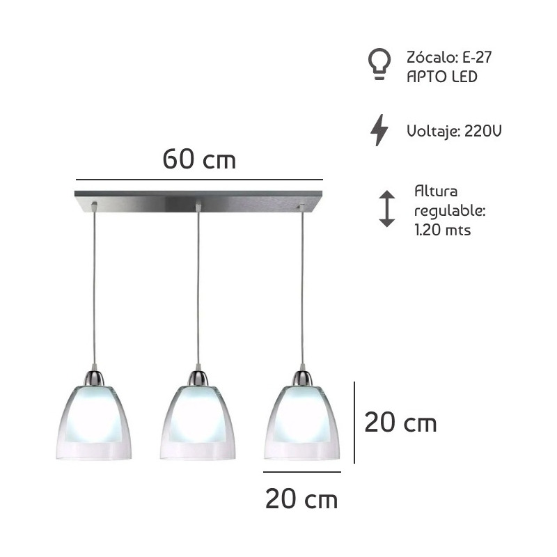 Lámpara de techo LED con base con 3 focos regulables en altura de